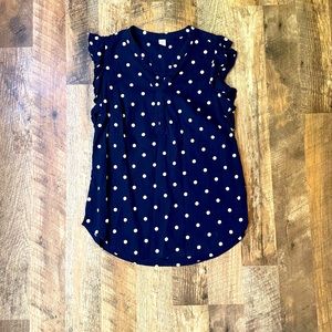 Blue polka dot ruffled sleeve shirt